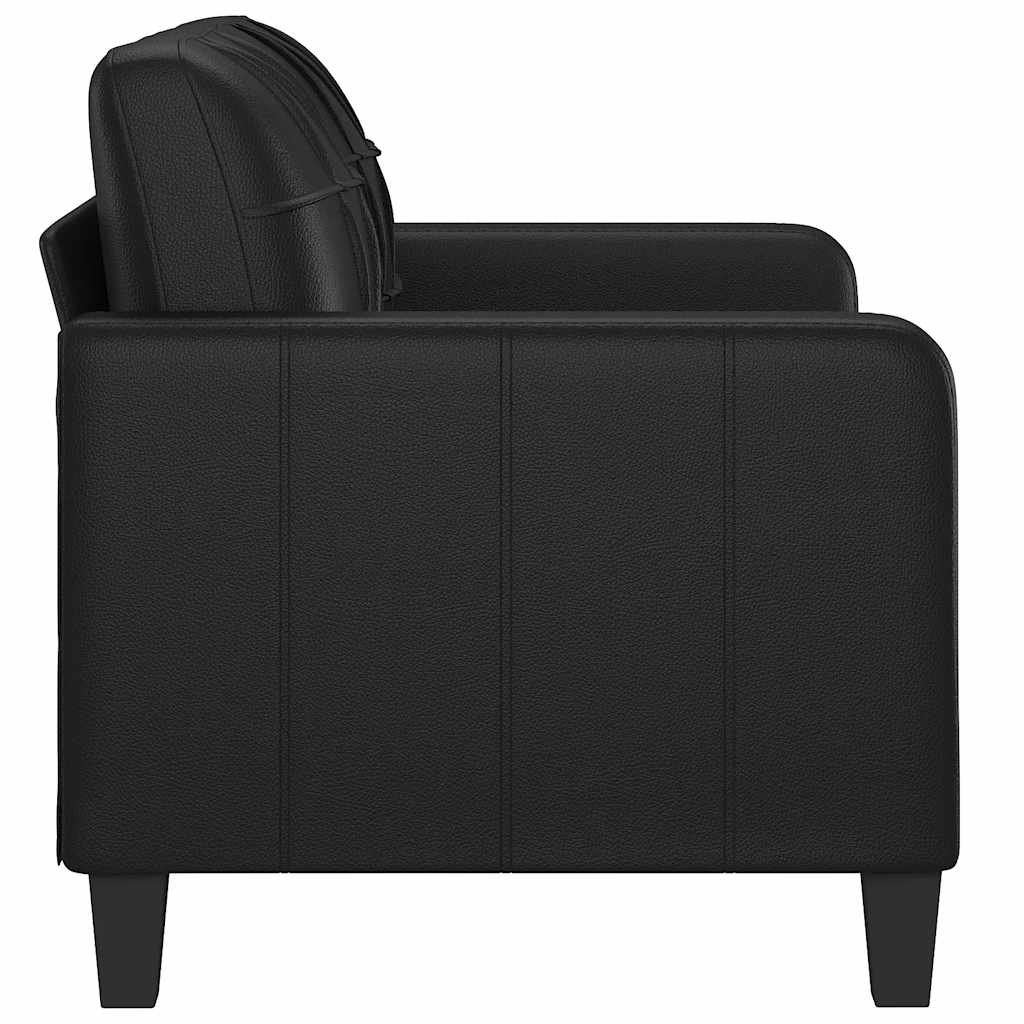 Sofá de 2 lugares 120 cm couro artificial preto