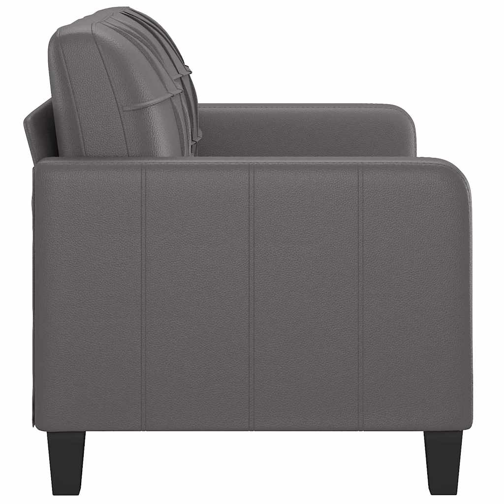Sofá de 2 lugares 140 cm couro artificial cinza
