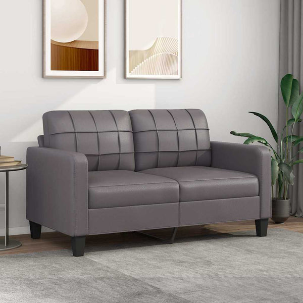 Sofá de 2 lugares 140 cm couro artificial cinza