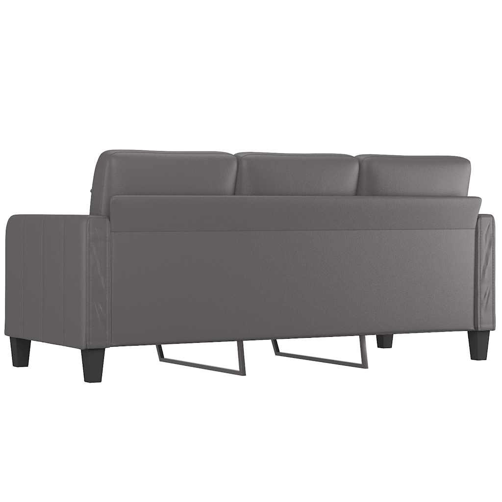 Sofá de 3 lugares 180 cm couro artificial cinza