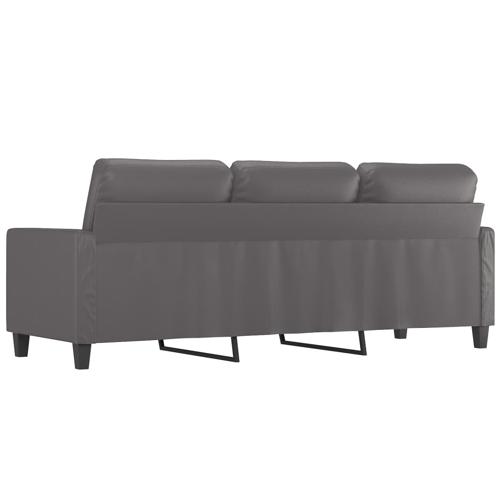 Sofá de 3 lugares 180 cm couro artificial cinza