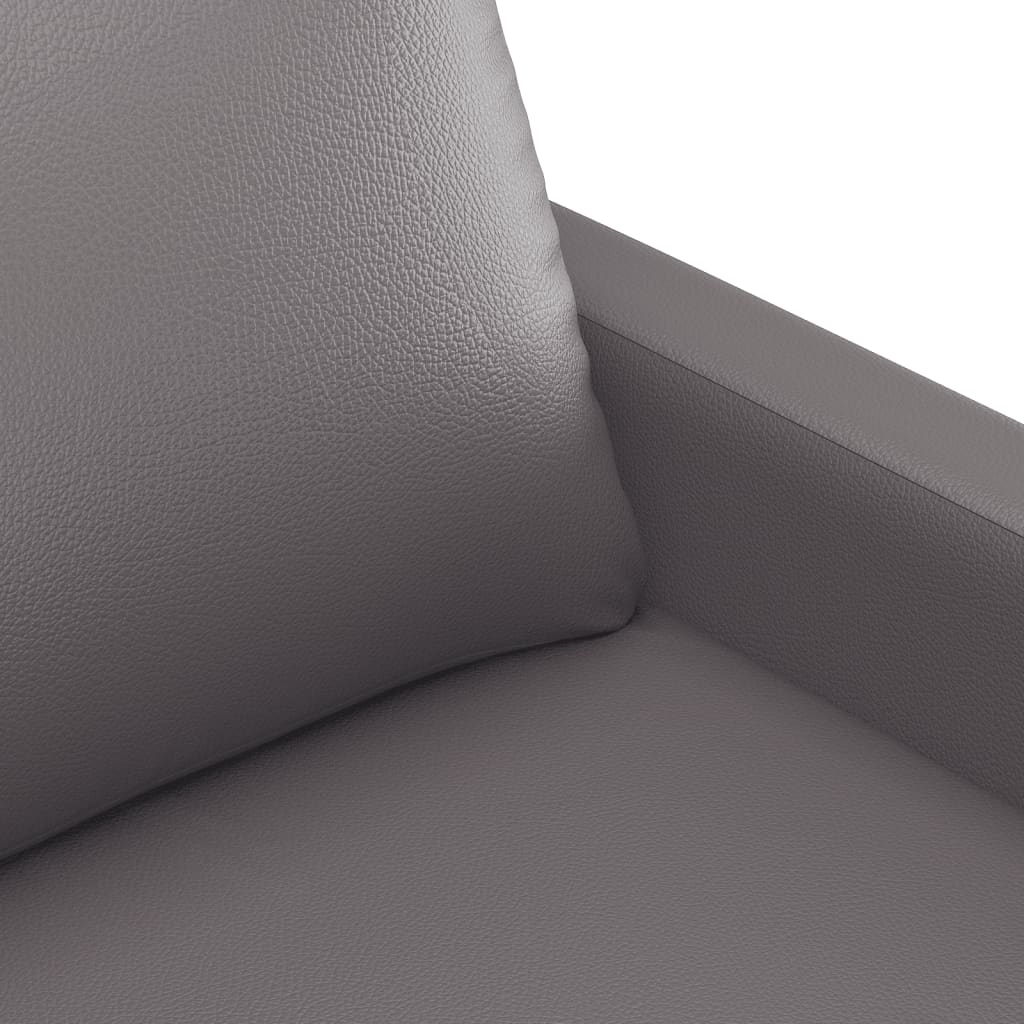 Sofá de 3 lugares 180 cm couro artificial cinza