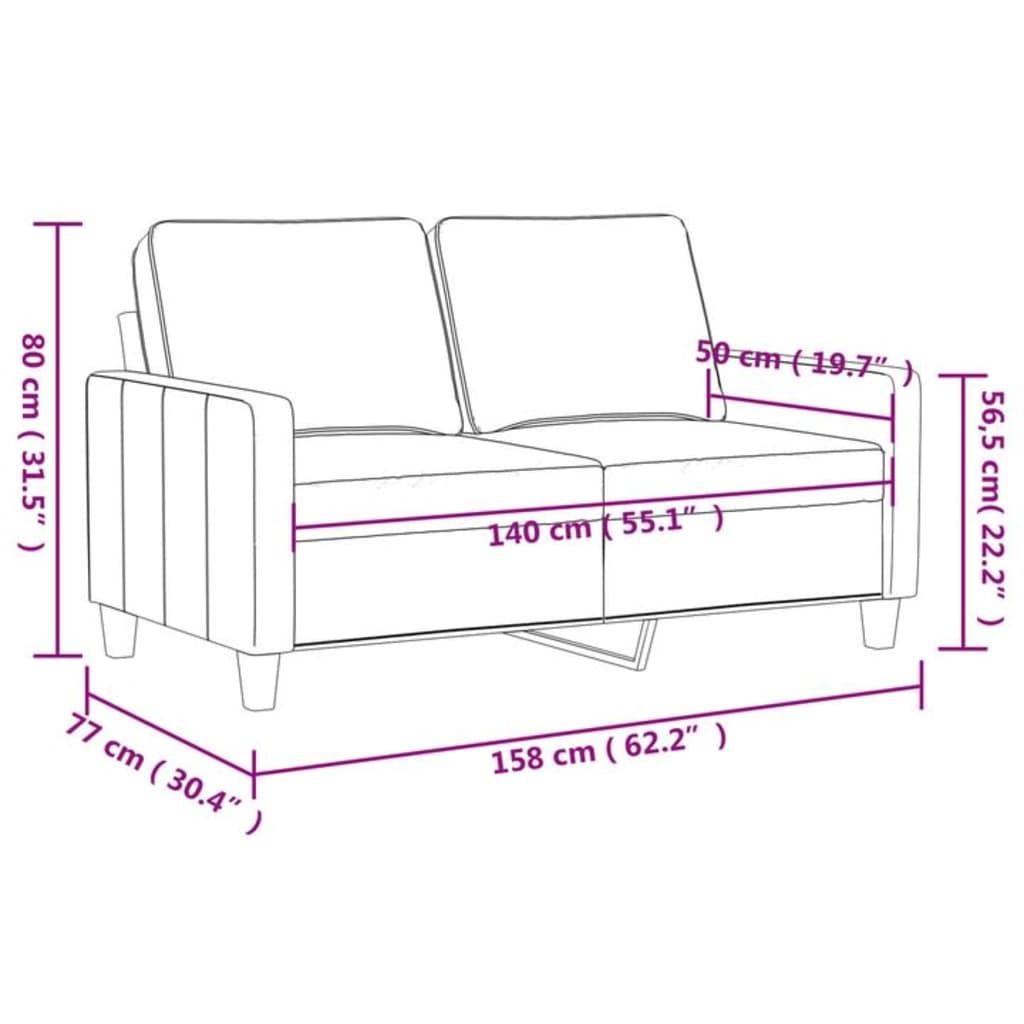 Sofá de 2 lugares tecido 140 cm cor creme