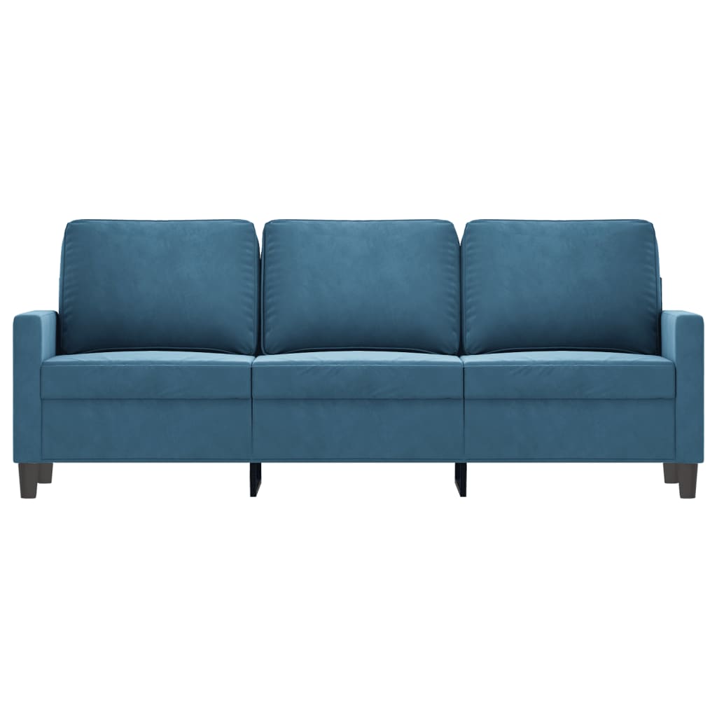 Sofá de 3 lugares 180 cm veludo azul