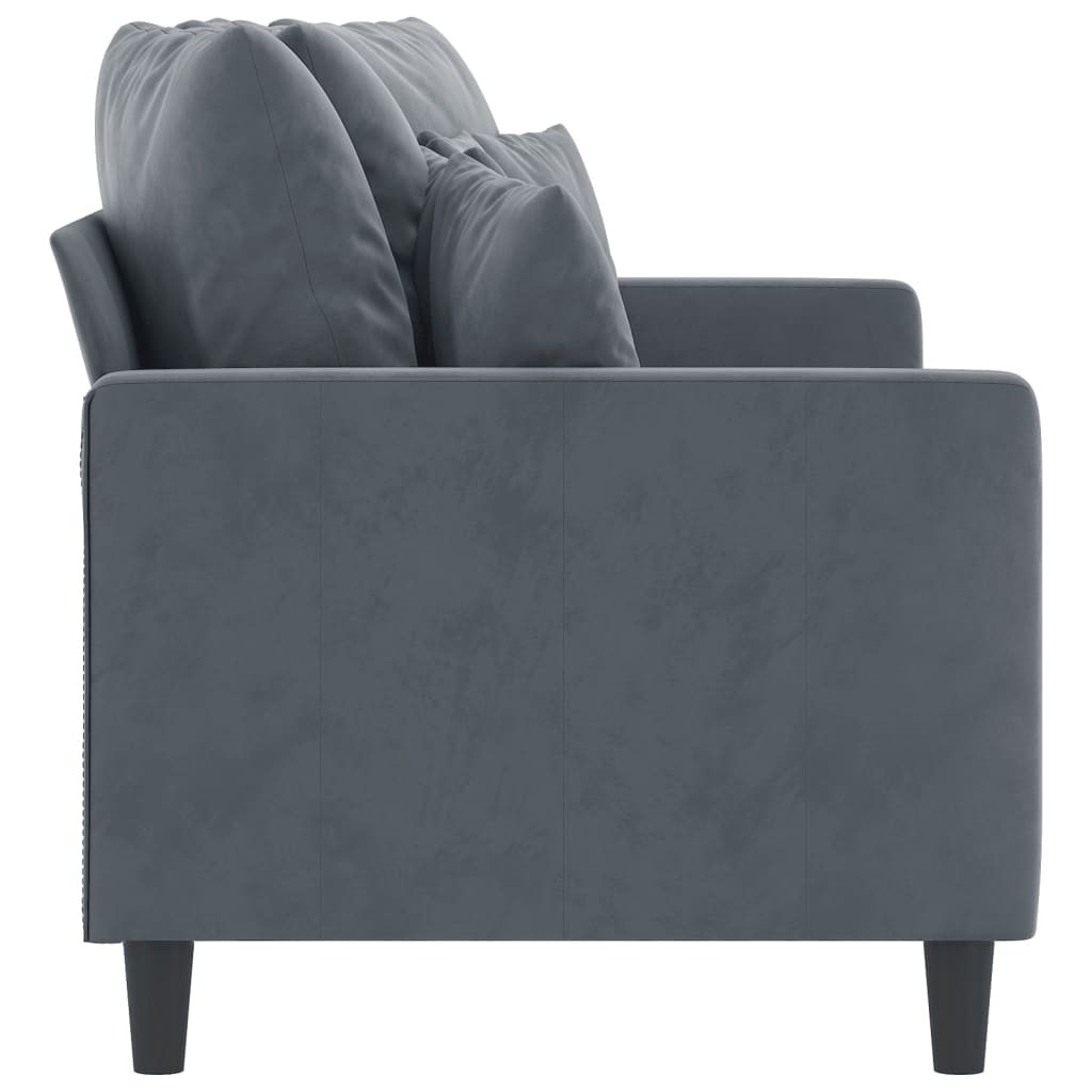 Sofá de 2 lugares 140 cm veludo cinza-escuro