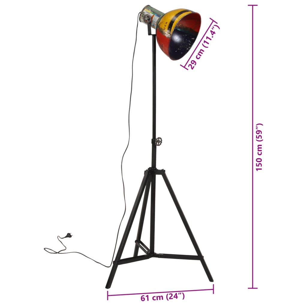 Candeeiro de pé 25 W 61x61x90/150 cm E27 multicolorido