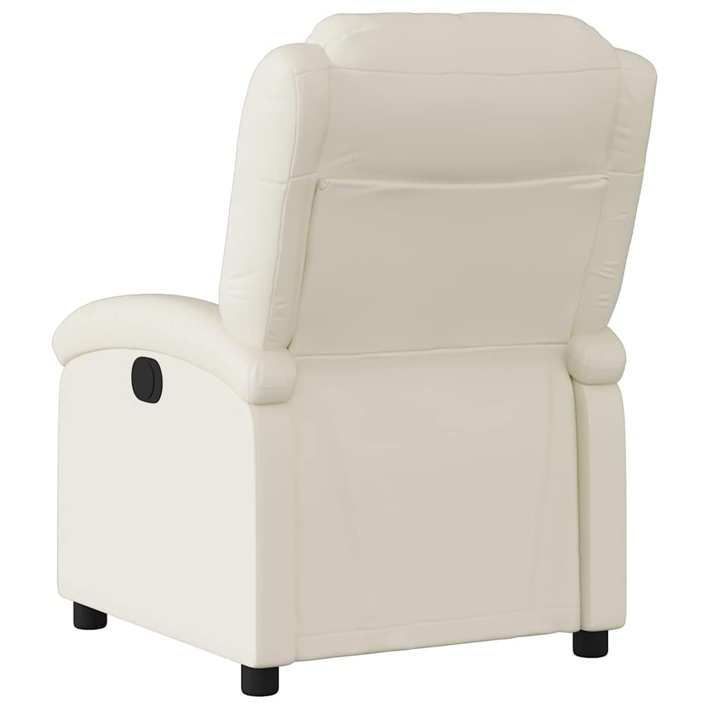 Poltrona reclinável elétrica couro artificial cor creme