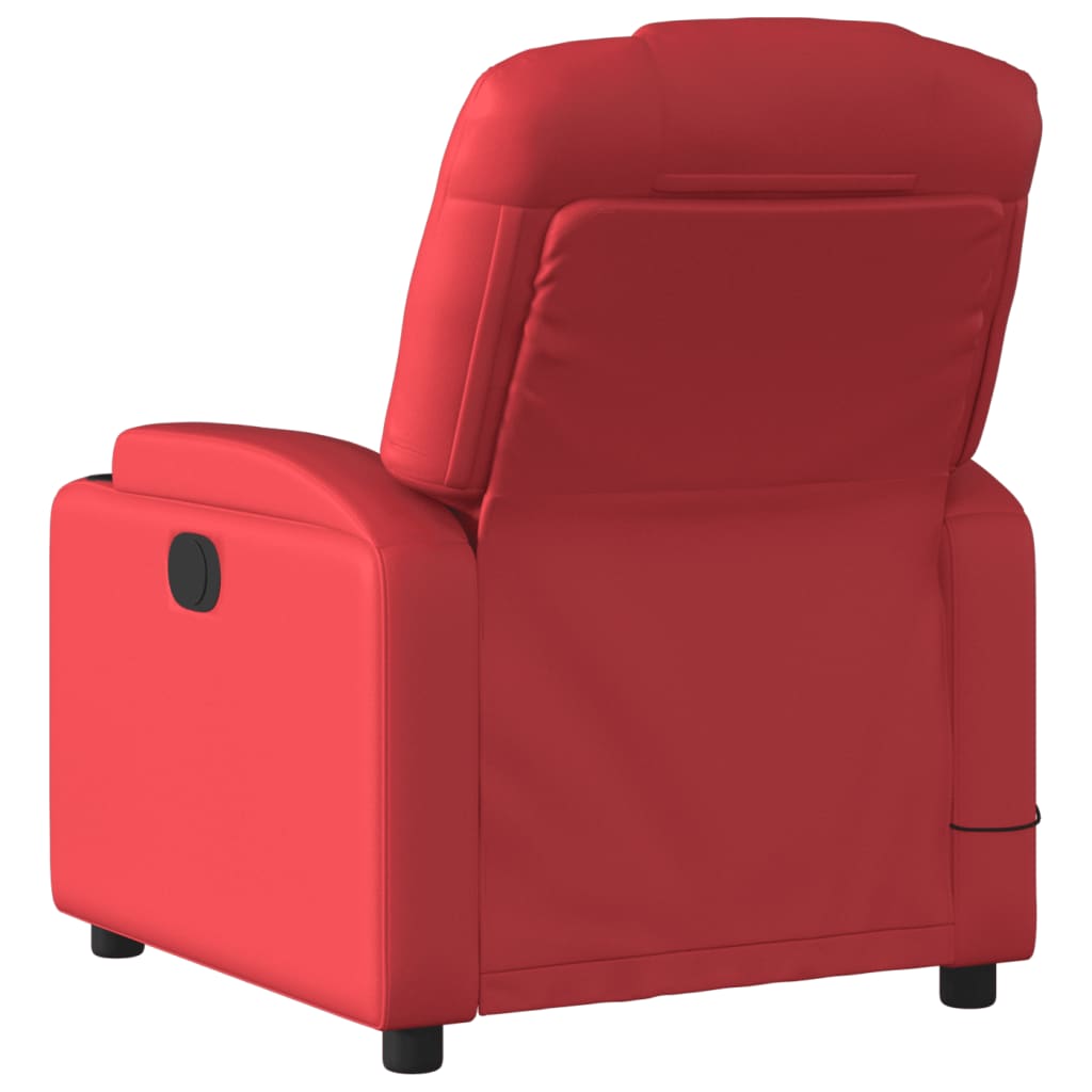 Poltrona massagens reclinável elétrica couro artif. vermelho