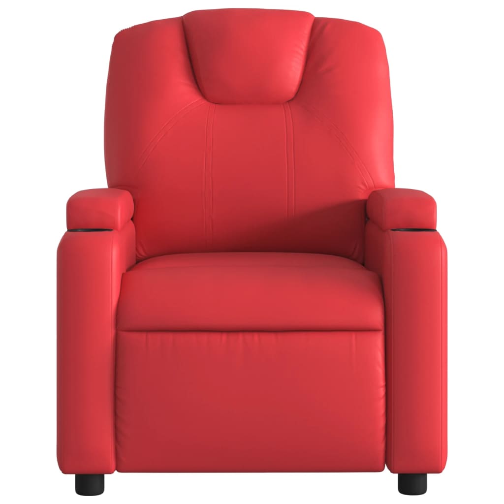 Poltrona massagens reclinável elétrica couro artif. vermelho