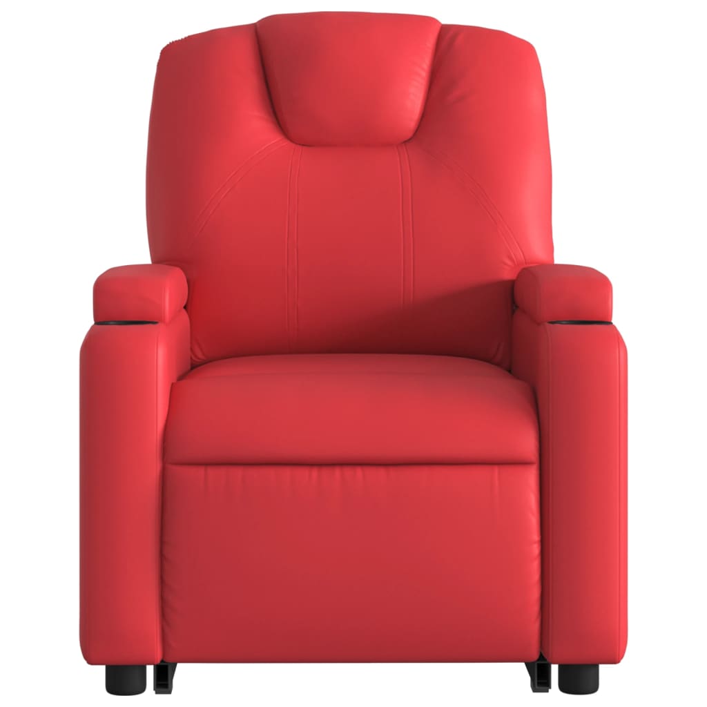 Poltrona massagens reclinável elevatória couro artif. vermelho