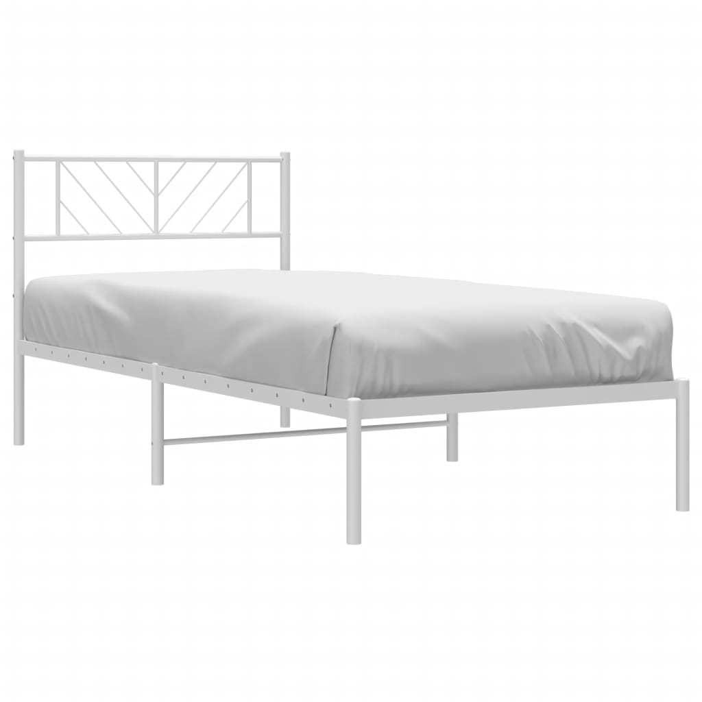 Estrutura de cama com cabeceira 90x200 cm metal branco