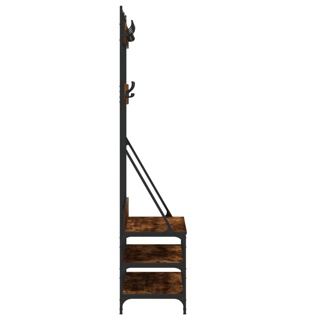 Conjunto de Entrada - Bengaleiro c/ arrumação de calçado 100x40x184cm carvalho fumado