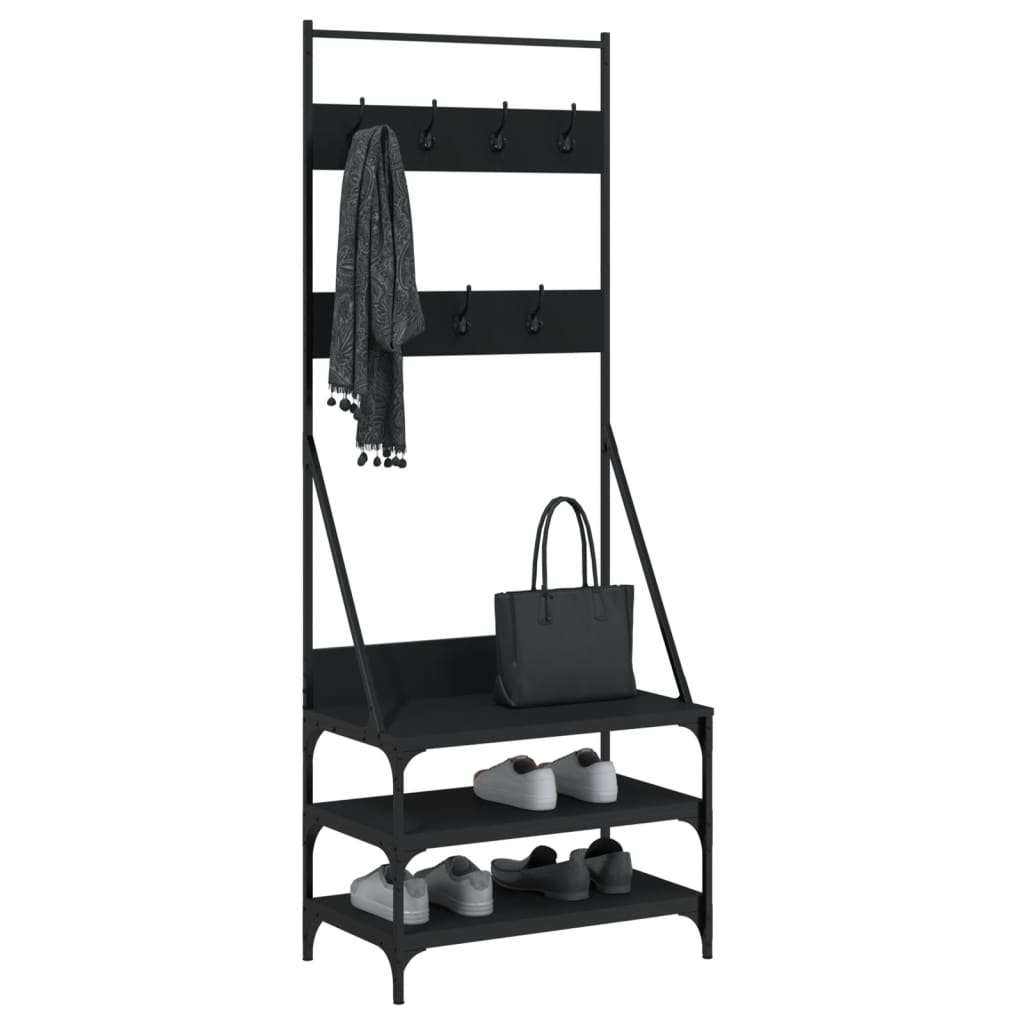 Conjunto de Entrada - Bengaleiro c/ arrumação de calçado 70x40x184 cm preto