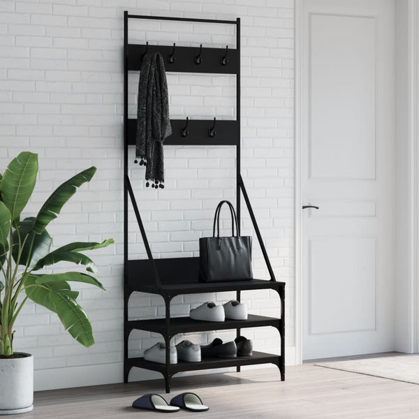 Conjunto de Entrada - Bengaleiro c/ arrumação de calçado 70x40x184 cm preto