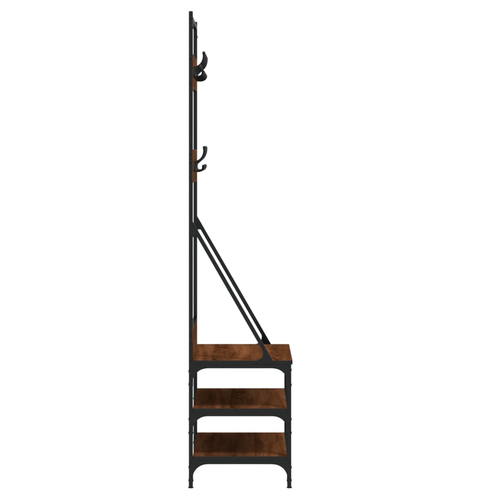 Conjunto de Entrada - Bengaleiro c/ arrumação calçado 70x40x184 cm carvalho castanho