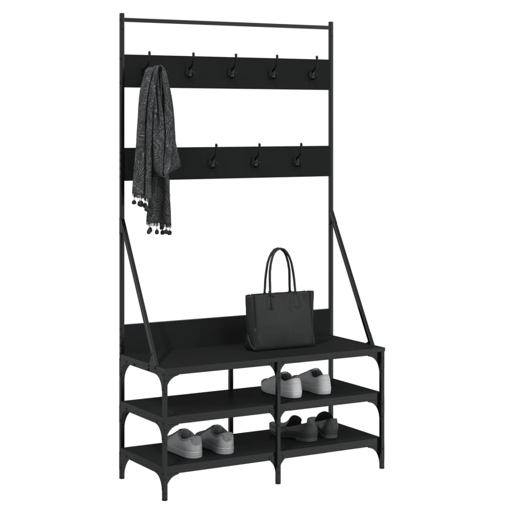 Conjunto de Entrada - Bengaleiro c/ arrumação de calçado 100x40x184 cm preto