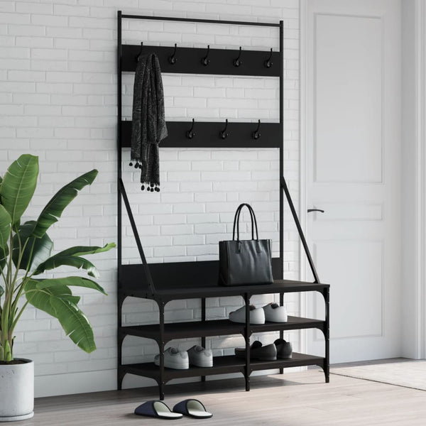 Conjunto de Entrada - Bengaleiro c/ arrumação de calçado 100x40x184 cm preto