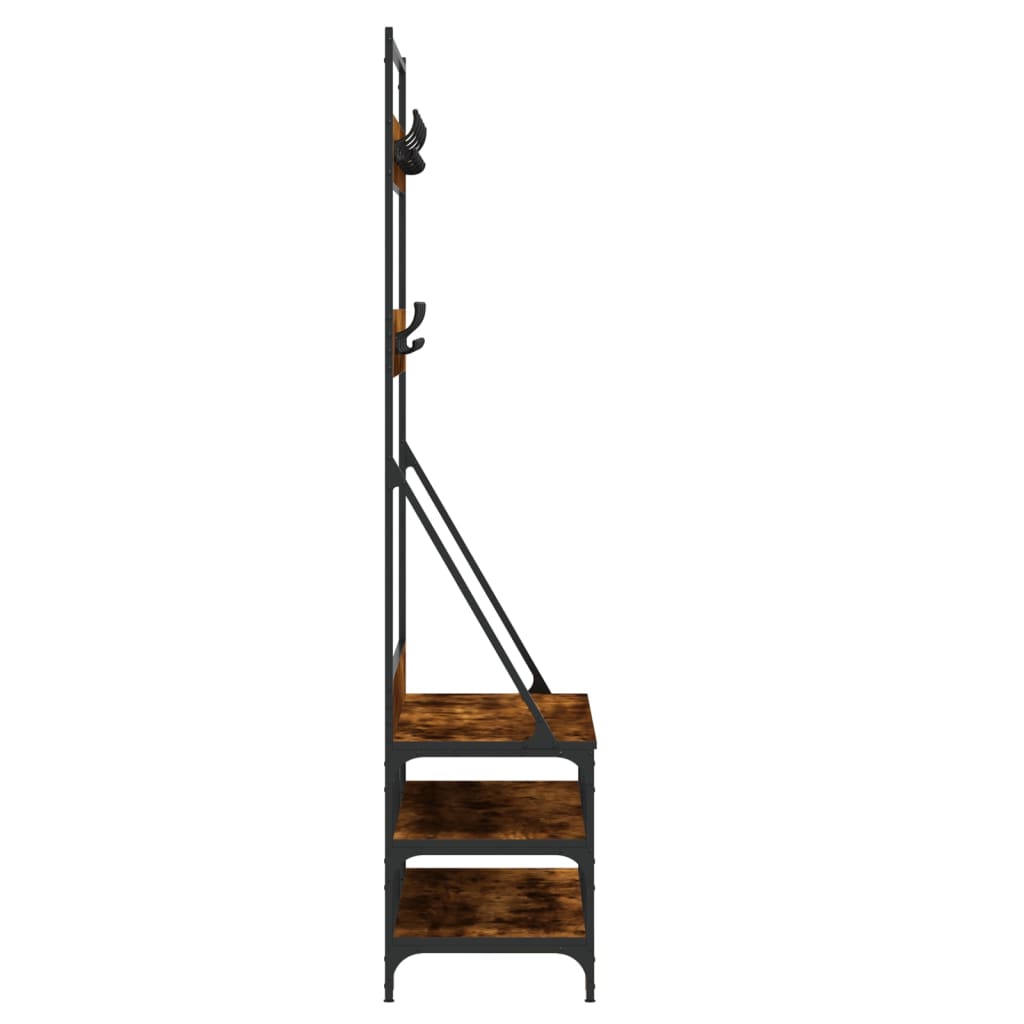 Conjunto de Entrada - Bengaleiro c/ arrumação de calçado 100x40x184cm carvalho fumado