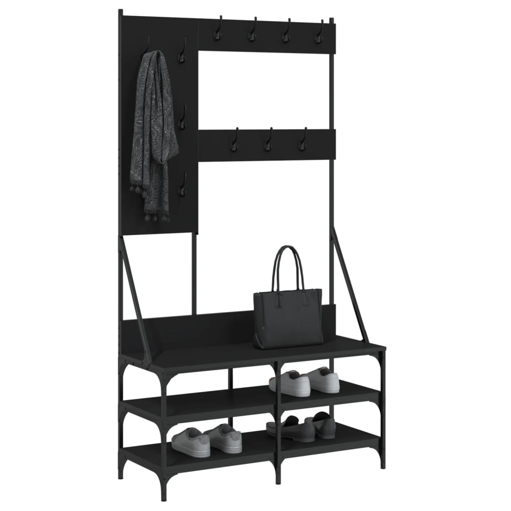 Conjunto de Entrada - Bengaleiro c/ arrumação de calçado 100x40x184 cm preto