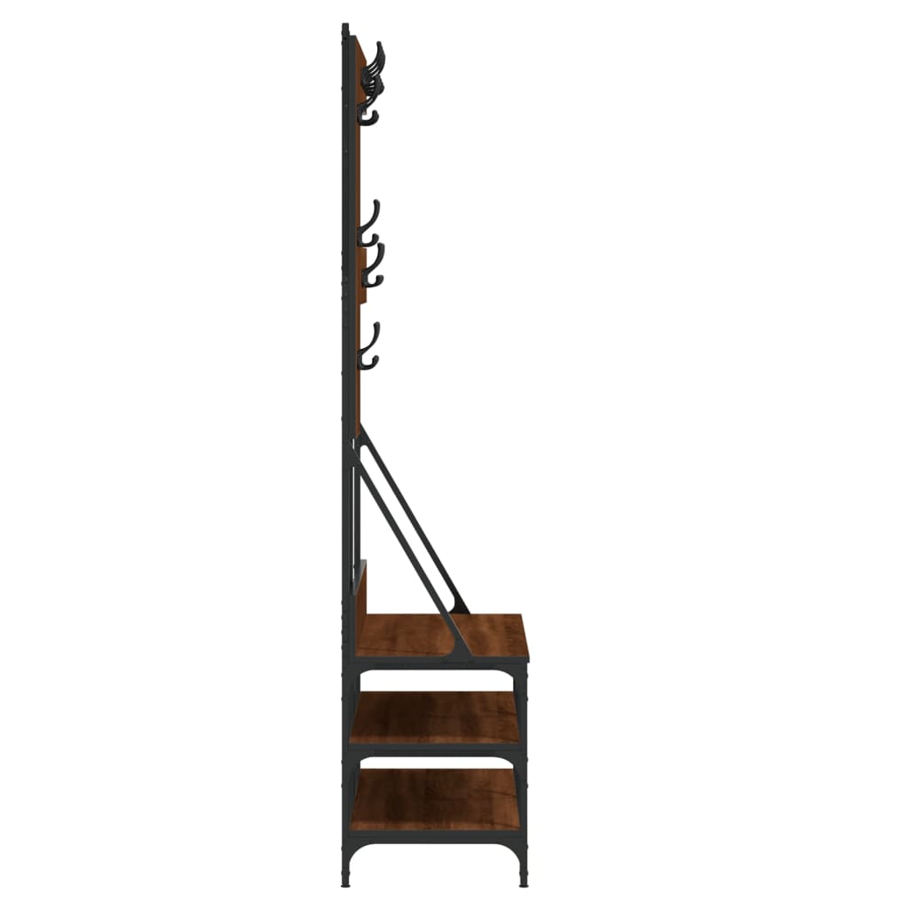 Conjunto de Entrada - Bengaleiro c/ arrumação calçado 100x40x184 cm carvalho castanho