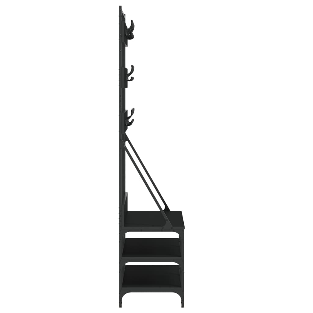 Conjunto de Entrada - Bengaleiro c/ arrumação de calçado 100x40x184 cm preto