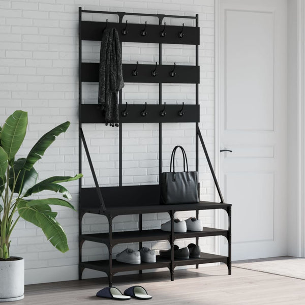 Conjunto de Entrada - Bengaleiro c/ arrumação de calçado 100x40x184 cm preto