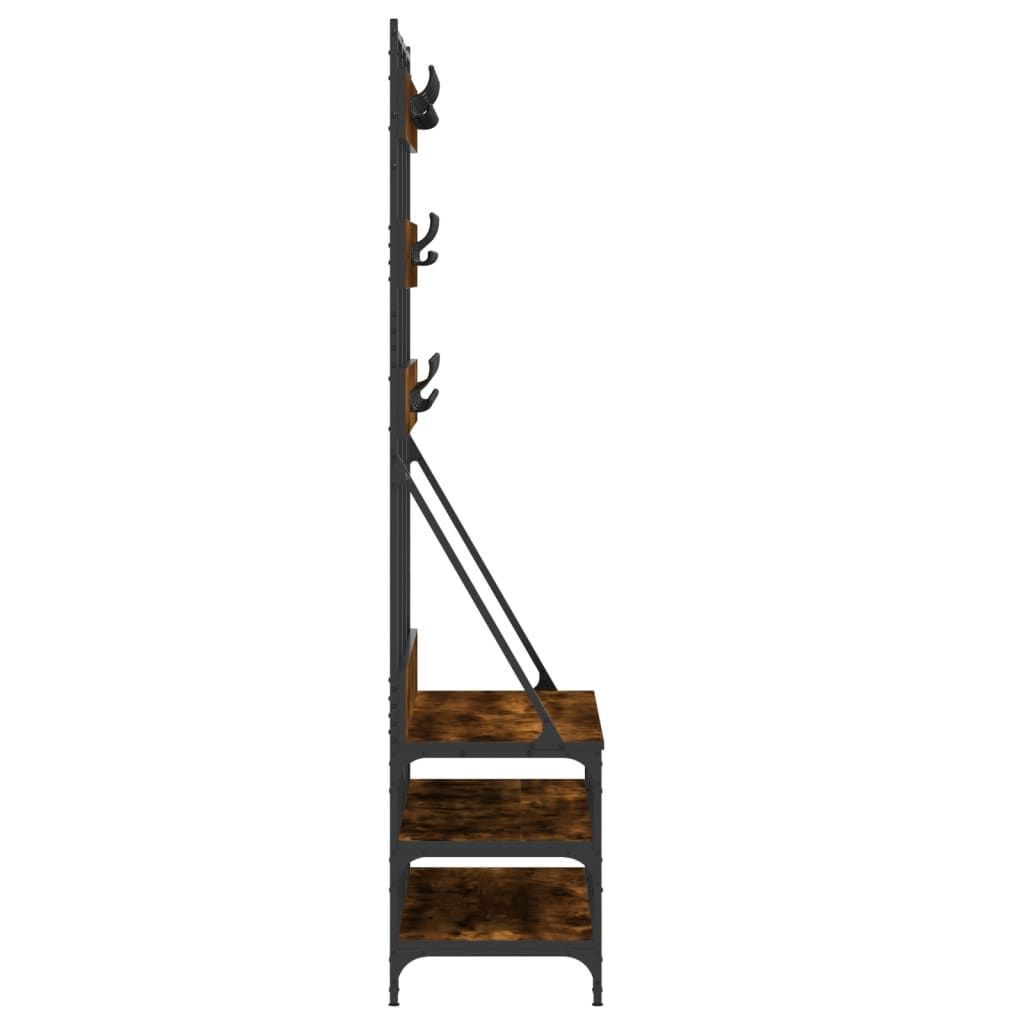 Conjunto de Entrada - Bengaleiro c/ arrumação de calçado 100x40x184cm carvalho fumado