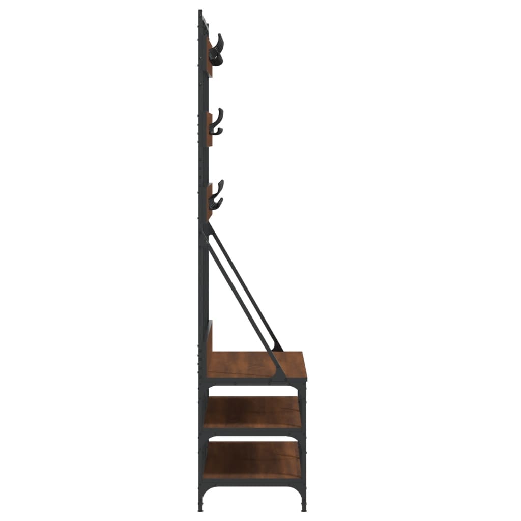 Conjunto de Entrada - Bengaleiro c/ arrumação calçado 100x40x184 cm carvalho castanho