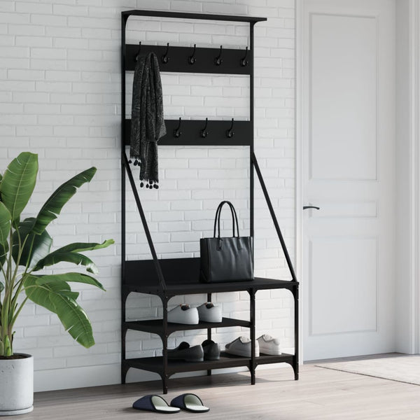 Conjunto de Entrada - Bengaleiro c/ arrumação de calçado 80x40x184 cm preto