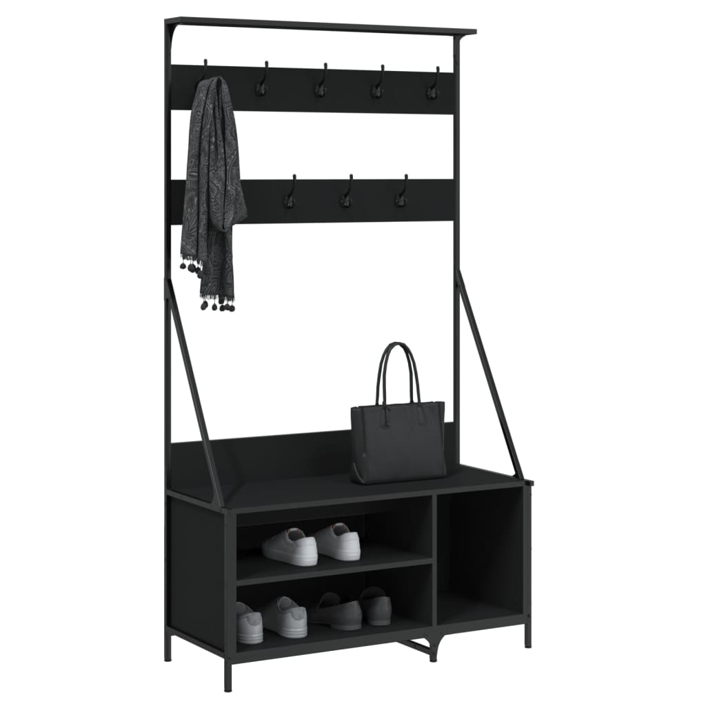 Conjunto de Entrada - Bengaleiro c/ arrumação de calçado 100x41x184 cm preto