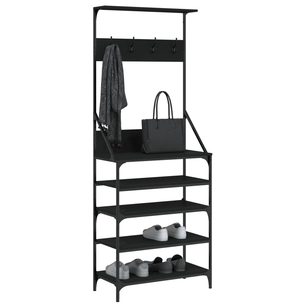 Conjunto de Entrada - Bengaleiro c/ arrumação de calçado 70x34x184 cm preto