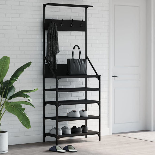 Conjunto de Entrada - Bengaleiro c/ arrumação de calçado 70x34x184 cm preto
