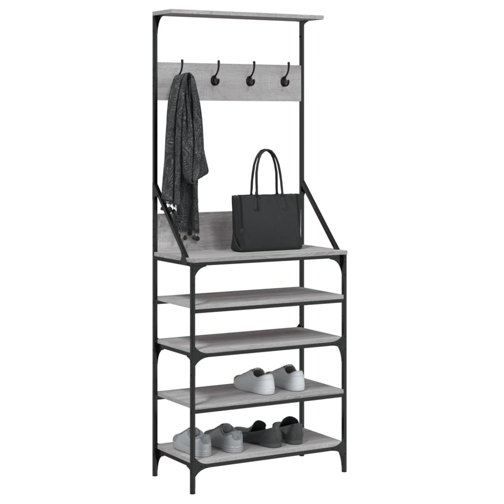 Conjunto de Entrada - Bengaleiro com arrumação calçado 70x34x184 cm cinzento sonoma