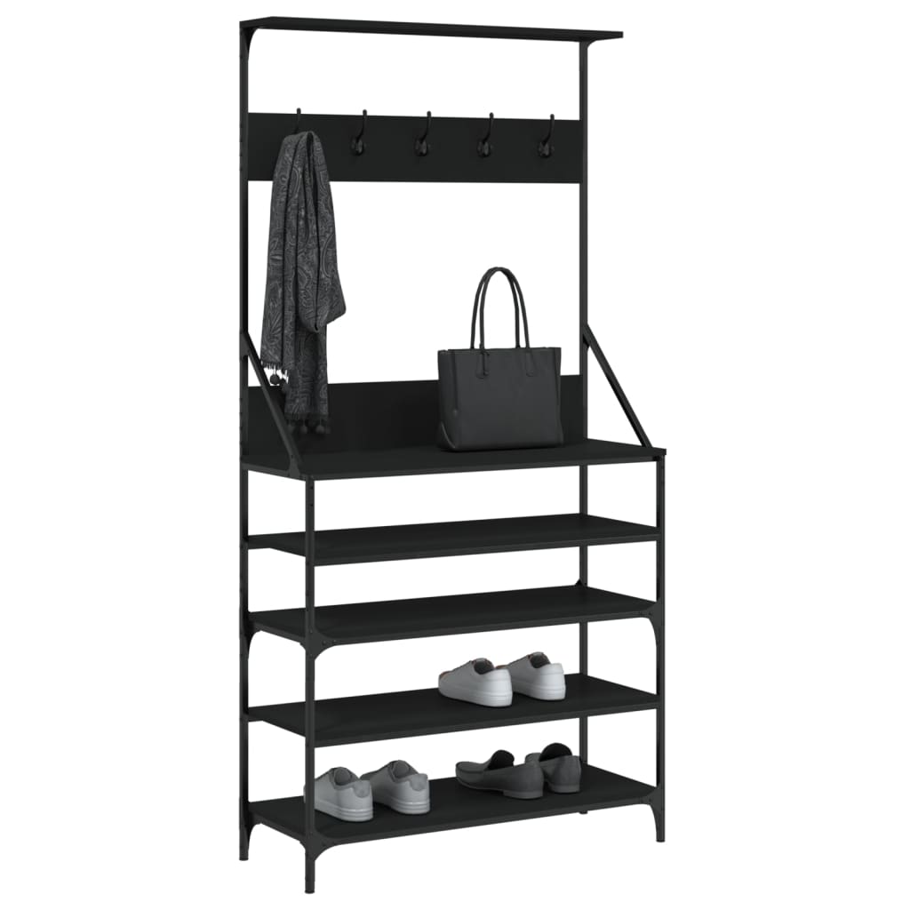 Conjunto de Entrada - Bengaleiro c/ arrumação de calçado 90x34x184 cm preto