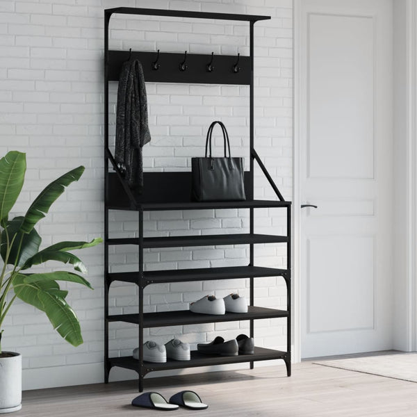 Conjunto de Entrada - Bengaleiro c/ arrumação de calçado 90x34x184 cm preto