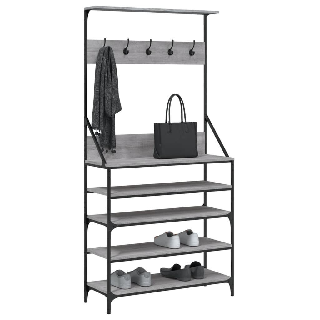 Conjunto de Entrada - Bengaleiro com arrumação calçado 90x34x184 cm cinza sonoma
