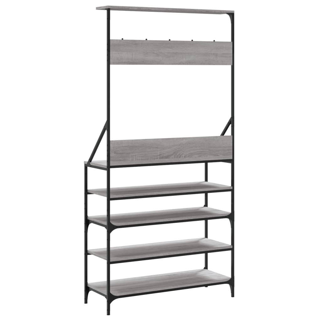Conjunto de Entrada - Bengaleiro com arrumação calçado 90x34x184 cm cinza sonoma
