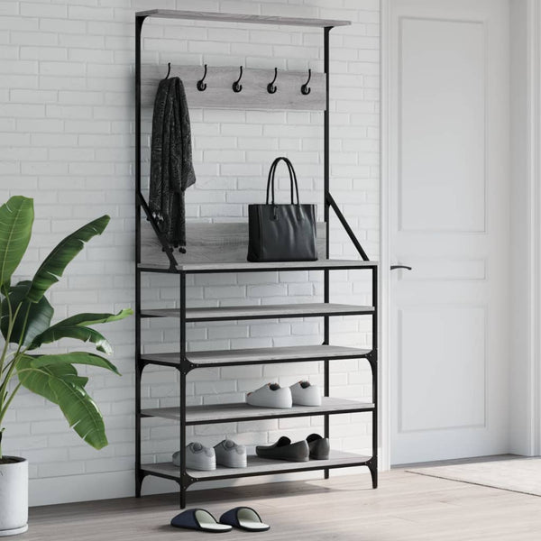 Conjunto de Entrada - Bengaleiro com arrumação calçado 90x34x184 cm cinza sonoma
