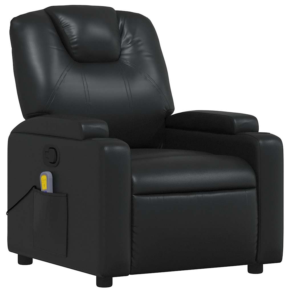 Poltrona de massagens reclinável couro artificial preto