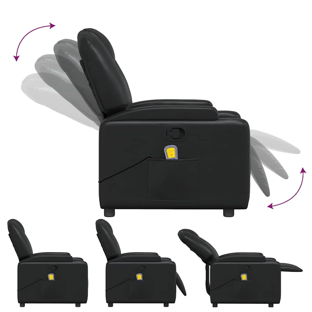 Poltrona de massagens reclinável couro artificial preto