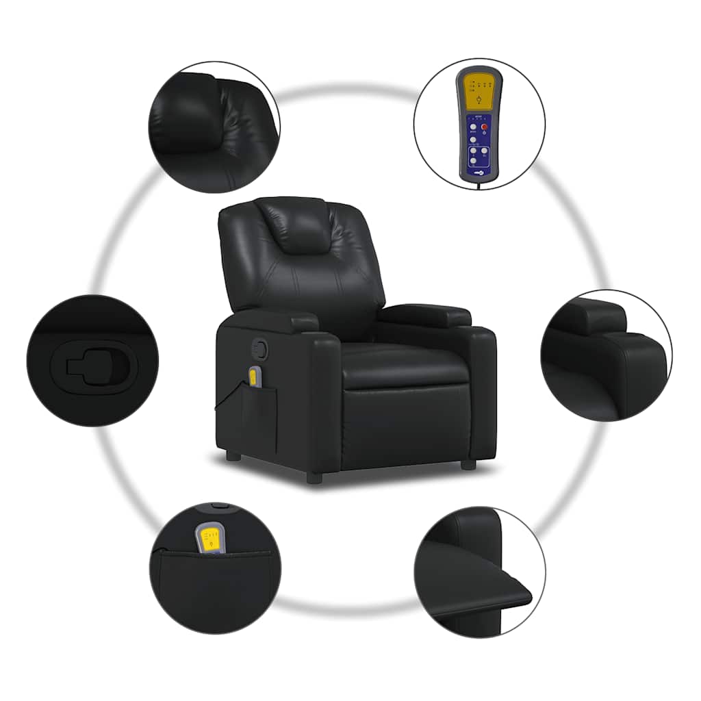 Poltrona de massagens reclinável couro artificial preto