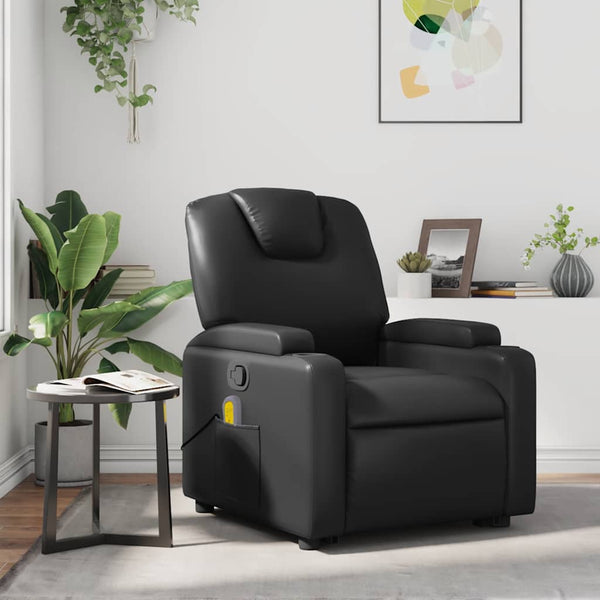 Poltrona de massagens reclinável couro artificial preto