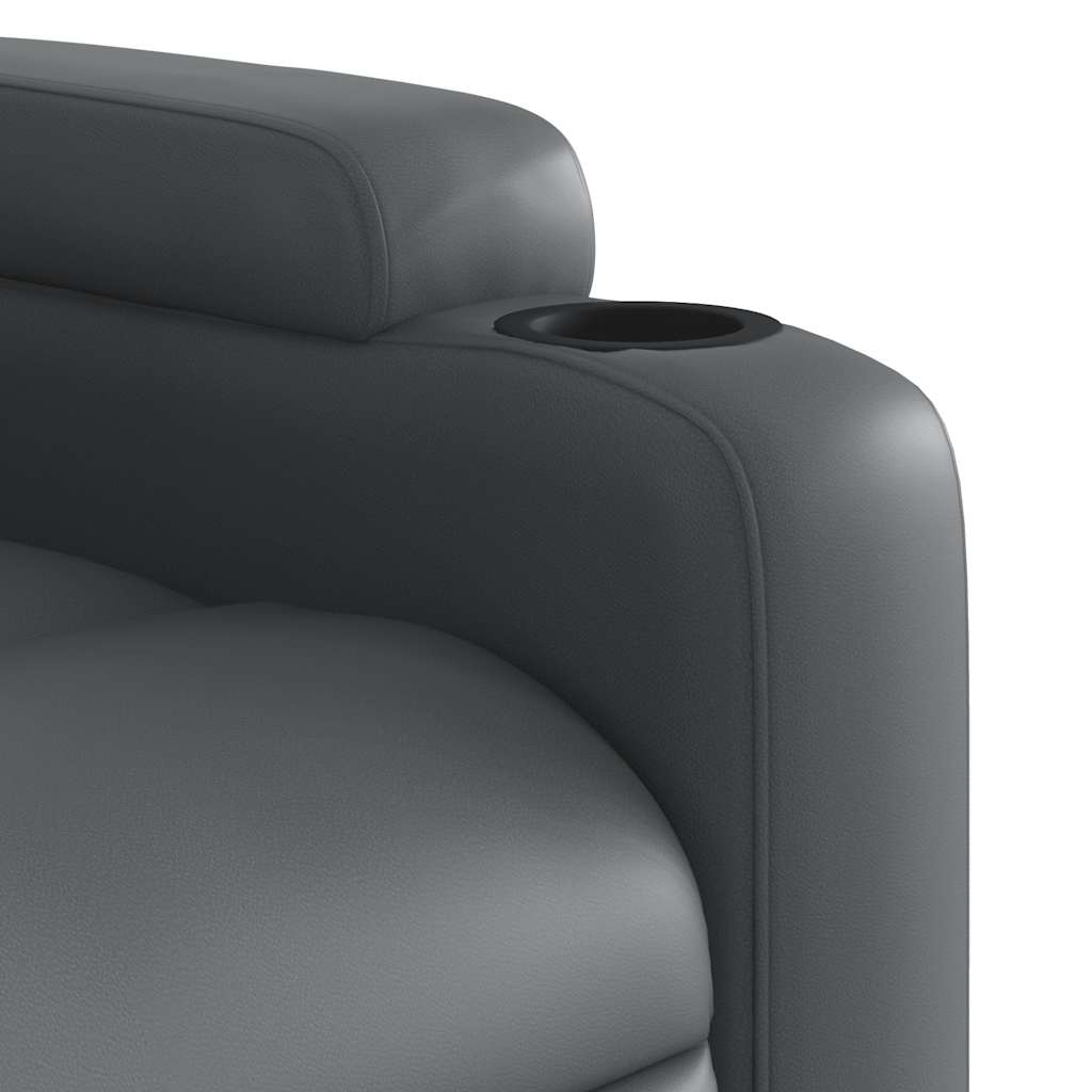 Poltrona de massagens reclinável couro artificial cinzento