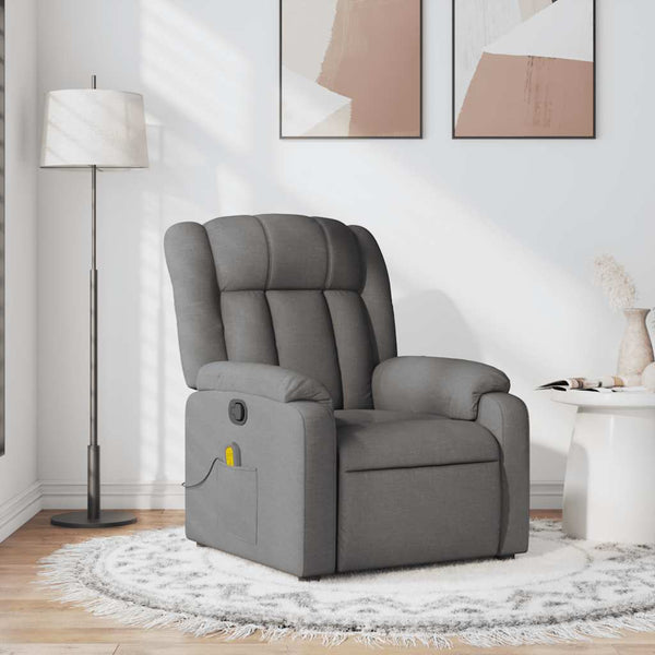 Poltrona de massagens reclinável tecido cinzento-escuro