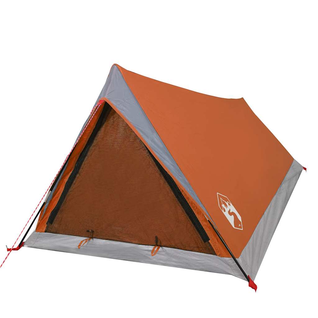 Tenda de campismo p/ 2 pessoas tecido impermeável cinza/laranja