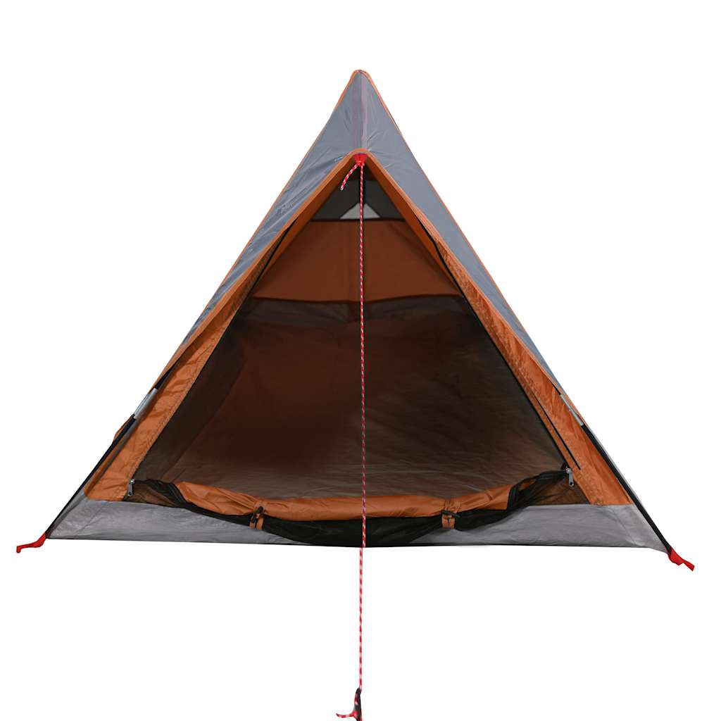 Tenda de campismo p/ 2 pessoas tecido impermeável cinza/laranja