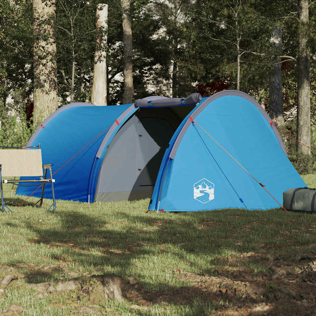 Tenda de campismo túnel para 4 pessoas impermeável azul