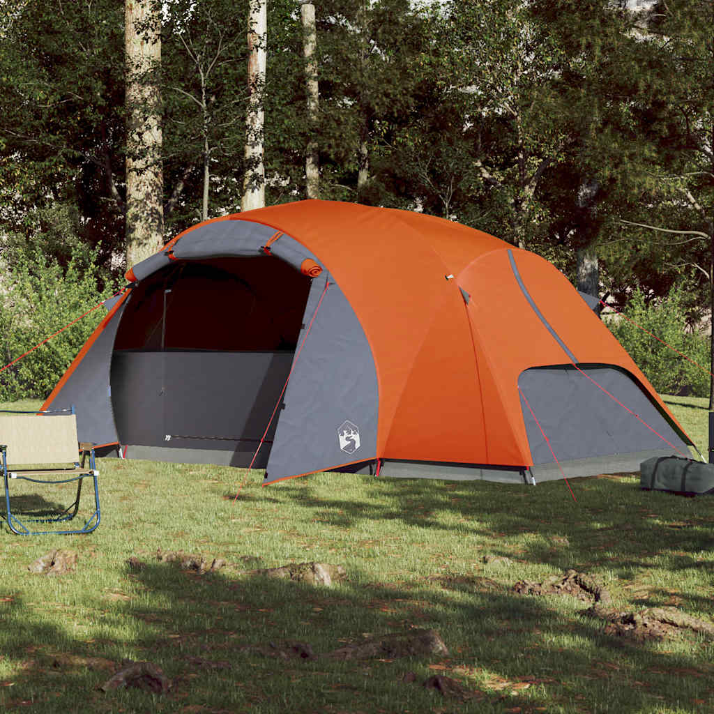 Tenda familiar ventilação cruzada 8 pessoas impermeável laranja