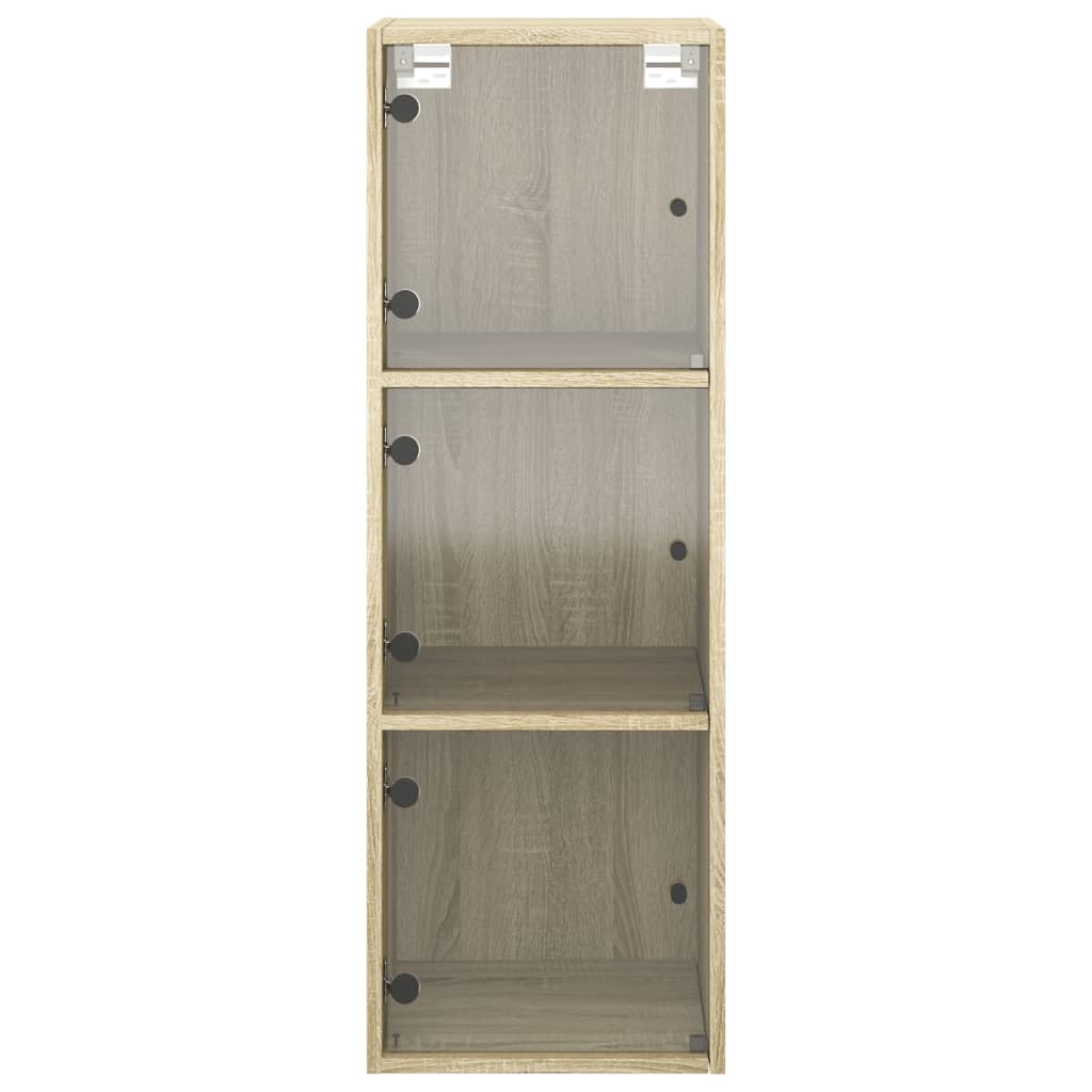 Armário de parede c/ portas vidro 35x37x100 cm carvalho sonoma