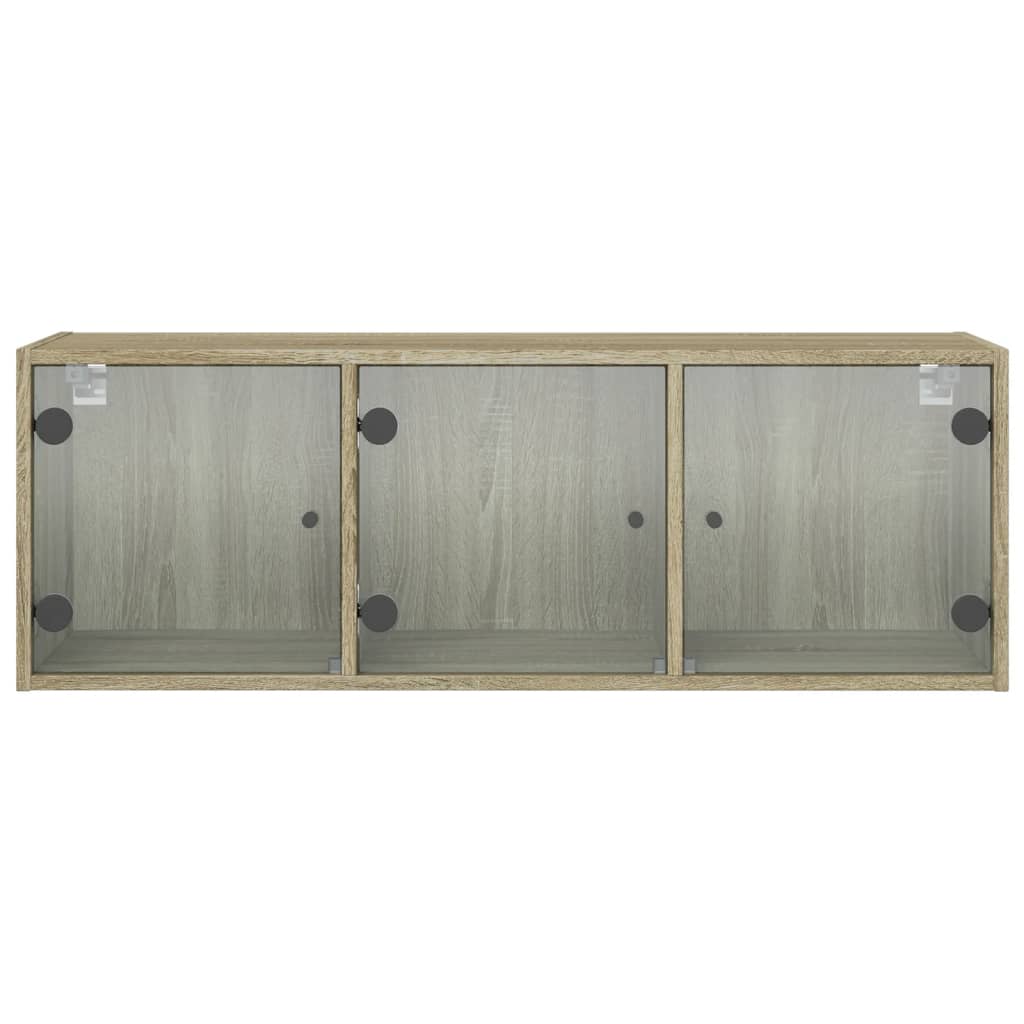 Armário de parede c/ portas vidro 102x37x35 cm carvalho sonoma